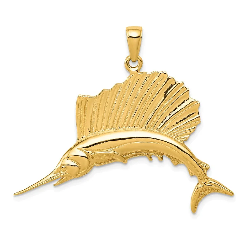 Timeless Beauty, Unbeatable Deals – Jewelry Sale On 14k Yellow Gold Large Polished Sailfish Pendant Timeless Beauty, Unbeatable Deals – Jewelry Sale On 14k Yellow Gold Large Polished Sailfish Pendant