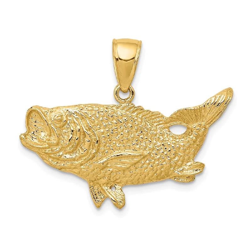Handcrafted Beauty At Affordable Prices 14k Yellow Gold Largemouth Bass Pendant