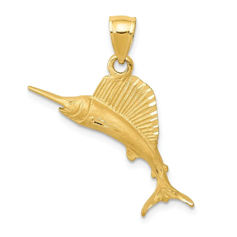 Jewelry Clearance – Final Chance To Save Big 14k Yellow Gold Small Satin and Diamond Cut Sailfish Pendant Jewelry Clearance – Final Chance To Save Big 14k Yellow Gold Small Satin and Diamond Cut Sailfish Pendant