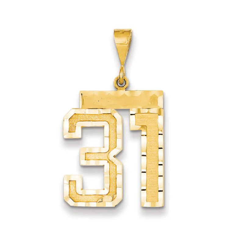 Final Call For Exquisite Jewelry At Reduced Rates 14k Yellow Gold, Varsity Collection, Large D/C Pendant Number 31 Final Call For Exquisite Jewelry At Reduced Rates 14k Yellow Gold, Varsity Collection, Large D/C Pendant Number 31