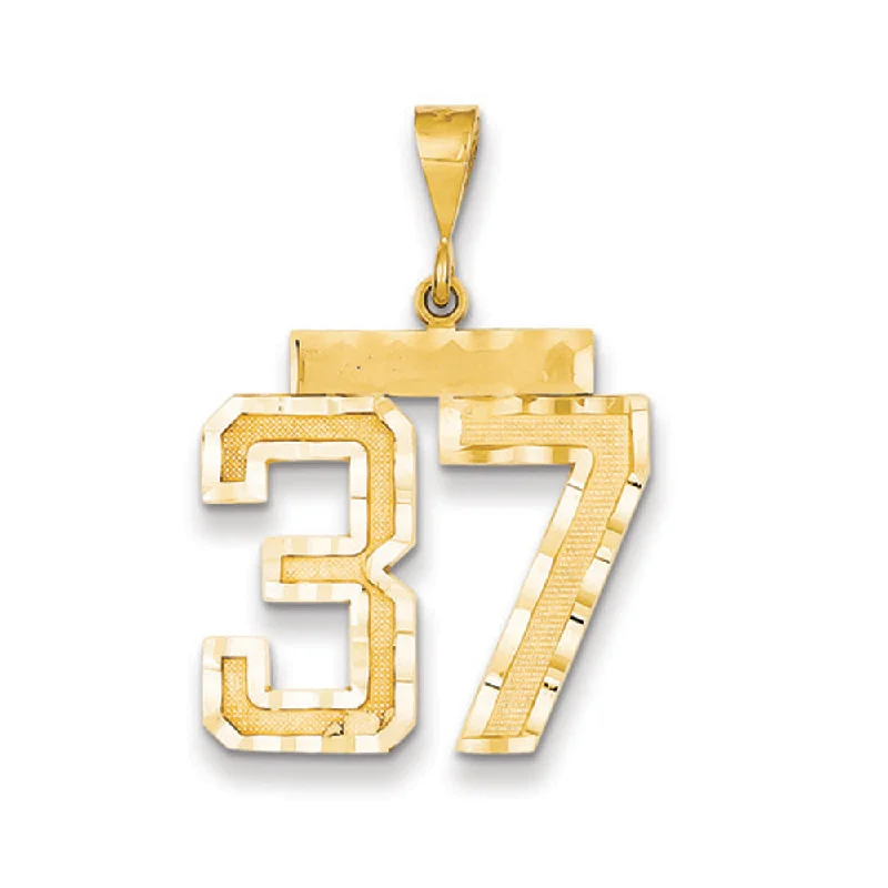 Trendy Minimalist Jewelry For Everyday Wear 14k Yellow Gold, Varsity Collection, Large D/C Pendant Number 37 Trendy Minimalist Jewelry For Everyday Wear 14k Yellow Gold, Varsity Collection, Large D/C Pendant Number 37