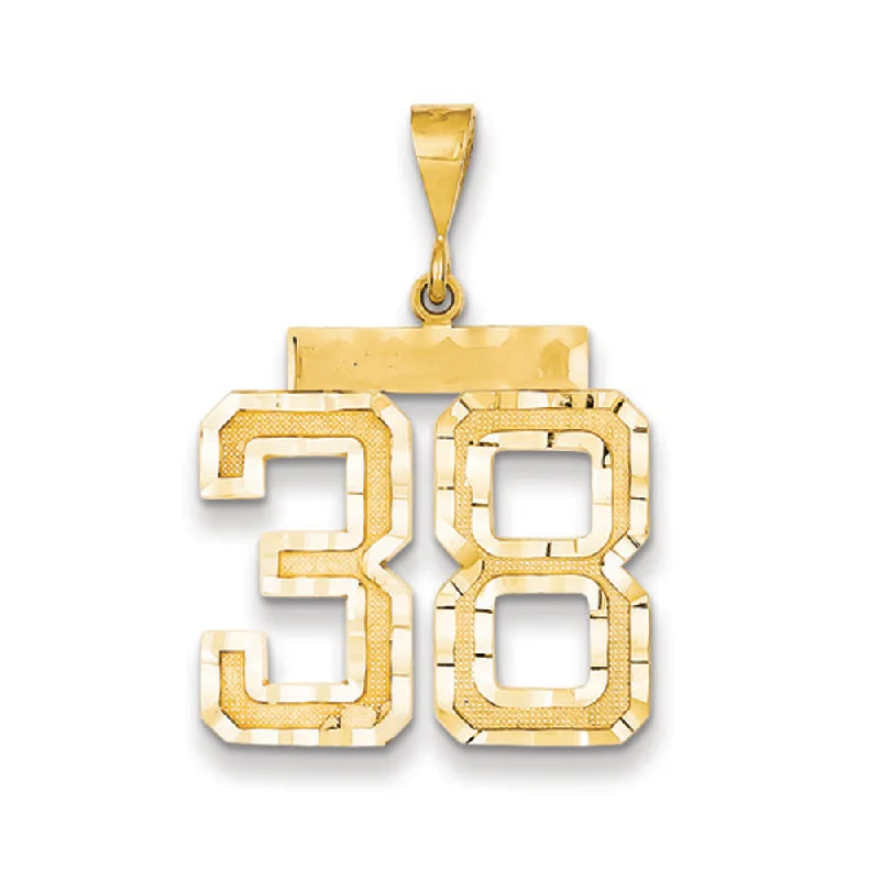 Delicate Crystal Jewelry For Sophisticated Charm 14k Yellow Gold, Varsity Collection, Large D/C Pendant Number 38 Delicate Crystal Jewelry For Sophisticated Charm 14k Yellow Gold, Varsity Collection, Large D/C Pendant Number 38