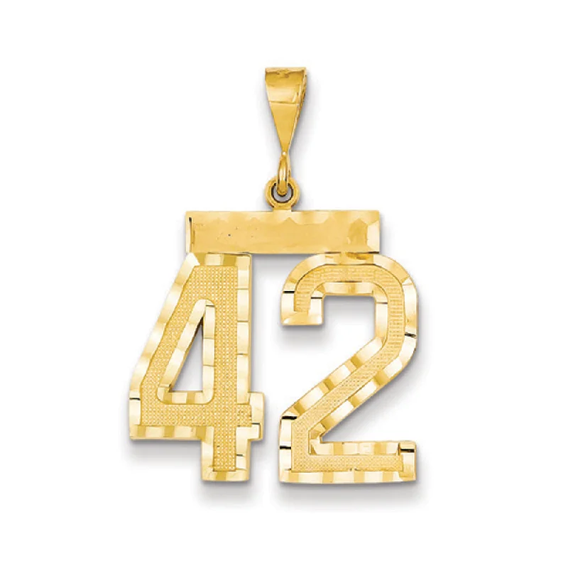 Limited Stock On Premium Jewelry At Low Prices 14k Yellow Gold, Varsity Collection, Large D/C Pendant Number 42 Limited Stock On Premium Jewelry At Low Prices 14k Yellow Gold, Varsity Collection, Large D/C Pendant Number 42
