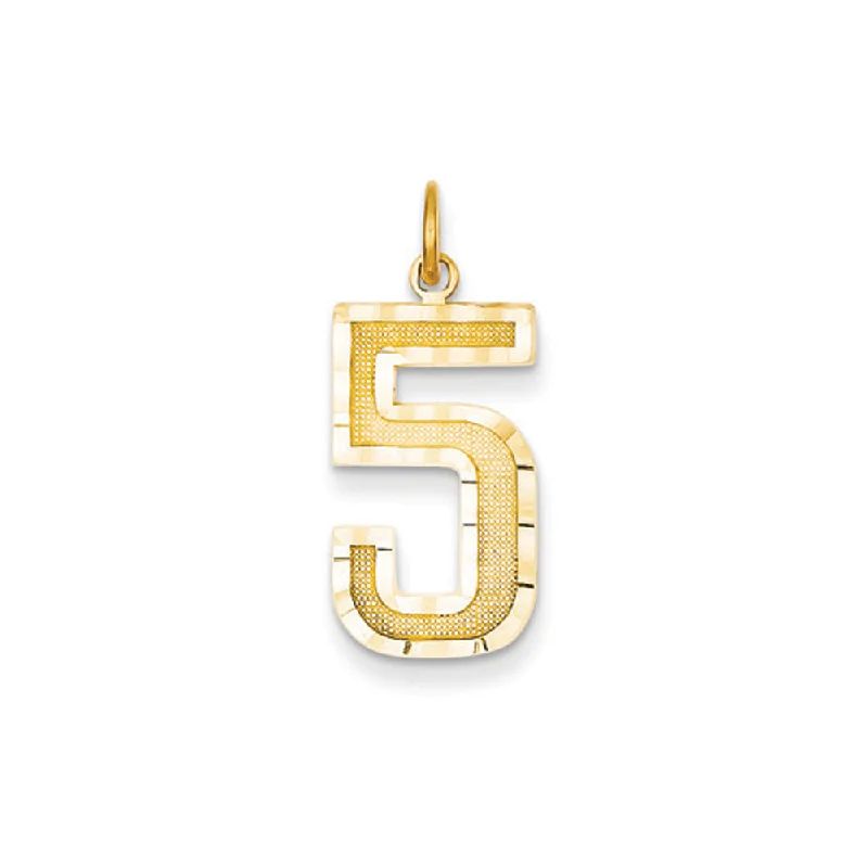 Luxury Jewelry At Unbeatable Discounts 14k Yellow Gold, Varsity Collection, Large D/C Pendant Number 5 Luxury Jewelry At Unbeatable Discounts 14k Yellow Gold, Varsity Collection, Large D/C Pendant Number 5