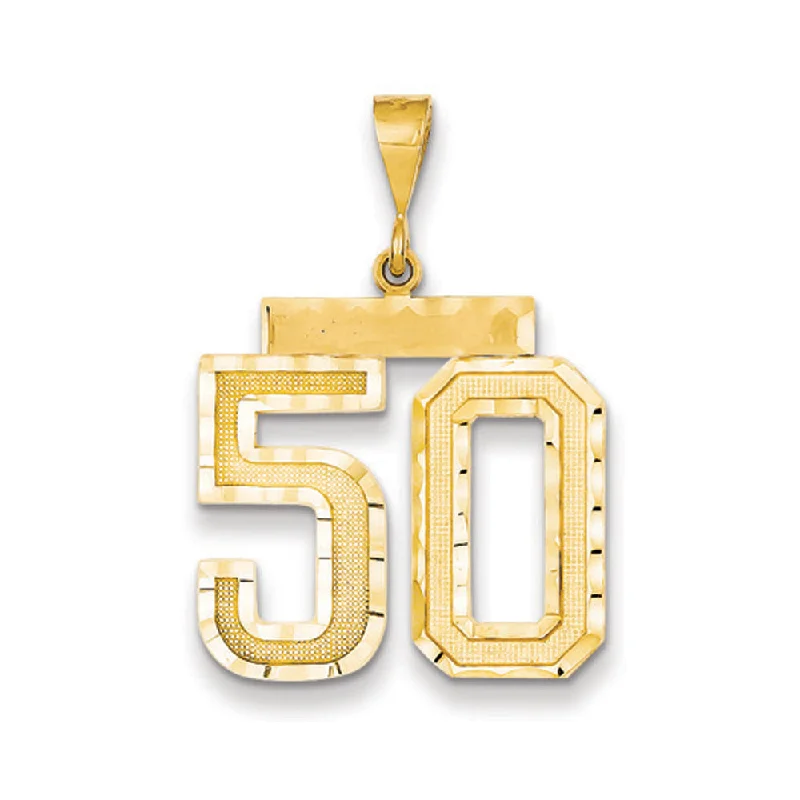 Huge Savings On Timeless Jewelry Collections 14k Yellow Gold, Varsity Collection, Large D/C Pendant Number 50 Huge Savings On Timeless Jewelry Collections 14k Yellow Gold, Varsity Collection, Large D/C Pendant Number 50
