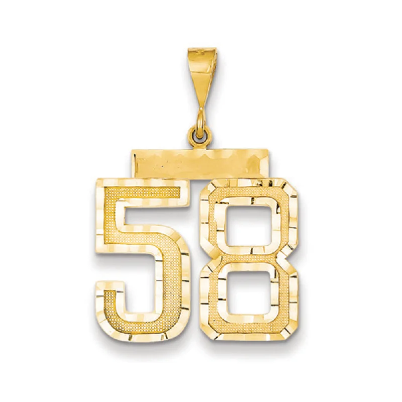 Elegant Jewelry, Exclusive Prices – Shop Now 14k Yellow Gold, Varsity Collection, Large D/C Pendant Number 58 Elegant Jewelry, Exclusive Prices – Shop Now 14k Yellow Gold, Varsity Collection, Large D/C Pendant Number 58
