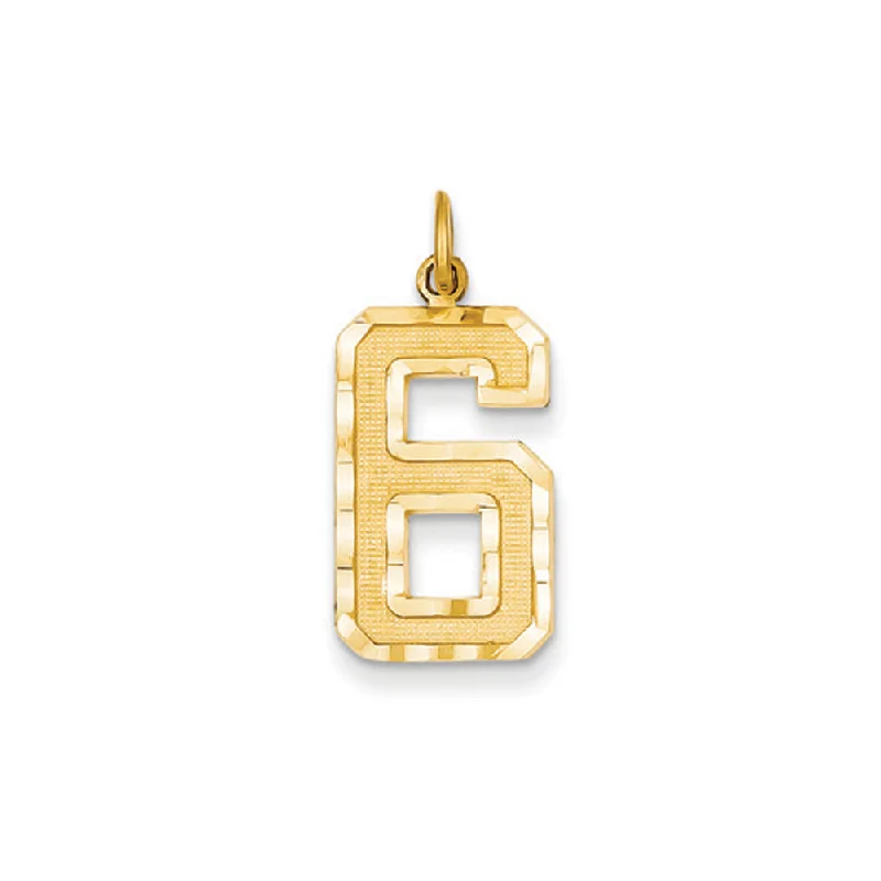 Special Jewelry Deals – Upgrade Your Collection 14k Yellow Gold, Varsity Collection, Large D/C Pendant Number 6 Special Jewelry Deals – Upgrade Your Collection 14k Yellow Gold, Varsity Collection, Large D/C Pendant Number 6