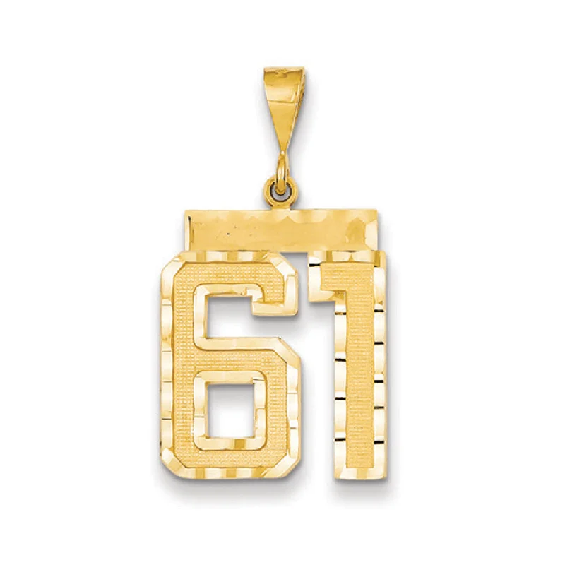 Timeless Jewelry At Special Discount Rates 14k Yellow Gold, Varsity Collection, Large D/C Pendant Number 61 Timeless Jewelry At Special Discount Rates 14k Yellow Gold, Varsity Collection, Large D/C Pendant Number 61