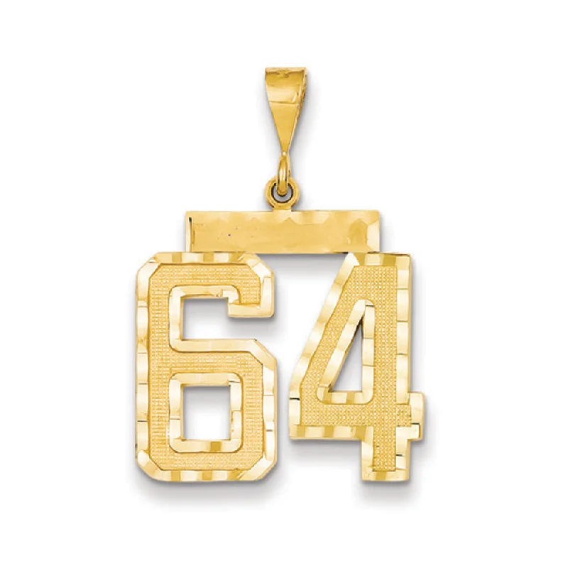 Chic, Trendy, And Affordable Jewelry Sale 14k Yellow Gold, Varsity Collection, Large D/C Pendant Number 64 Chic, Trendy, And Affordable Jewelry Sale 14k Yellow Gold, Varsity Collection, Large D/C Pendant Number 64