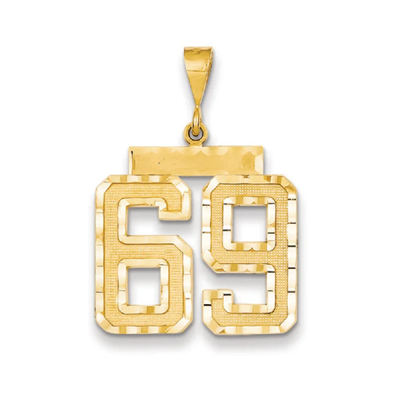 Flash Deals On Fine Jewelry – Shop Before It's Gone 14k Yellow Gold, Varsity Collection, Large D/C Pendant Number 69 Flash Deals On Fine Jewelry – Shop Before It's Gone 14k Yellow Gold, Varsity Collection, Large D/C Pendant Number 69