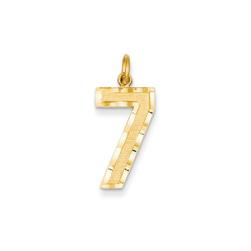 Grab Exquisite Jewelry At The Lowest Prices 14k Yellow Gold, Varsity Collection, Large D/C Pendant Number 7 Grab Exquisite Jewelry At The Lowest Prices 14k Yellow Gold, Varsity Collection, Large D/C Pendant Number 7
