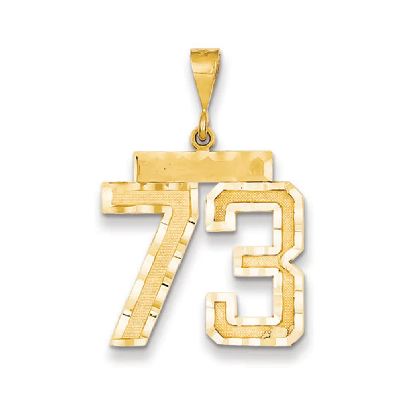 Glamorous Jewelry, Glamorous Deals – Shop Now 14k Yellow Gold, Varsity Collection, Large D/C Pendant Number 73 Glamorous Jewelry, Glamorous Deals – Shop Now 14k Yellow Gold, Varsity Collection, Large D/C Pendant Number 73