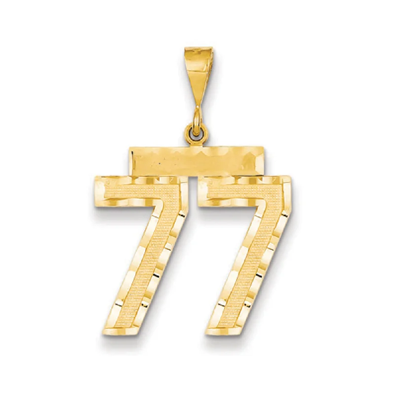 Get The Jewelry You Love At A Price You Love 14k Yellow Gold, Varsity Collection, Large D/C Pendant Number 77 Get The Jewelry You Love At A Price You Love 14k Yellow Gold, Varsity Collection, Large D/C Pendant Number 77