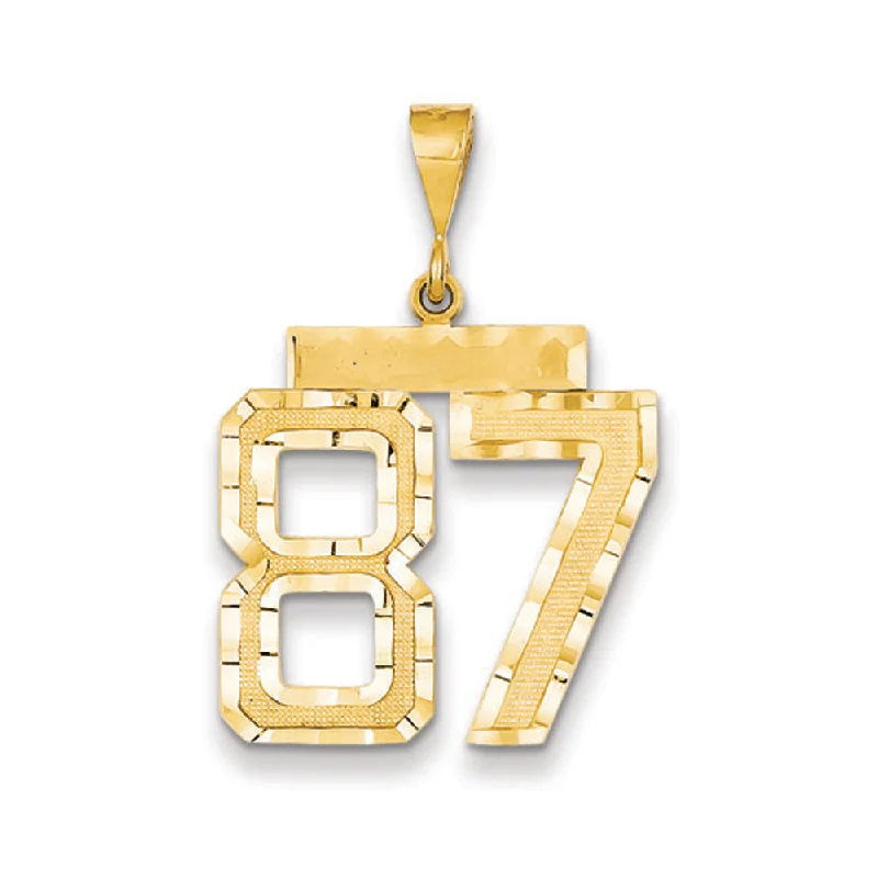Shop Modern Jewelry Collections With Exclusive Discounts 14k Yellow Gold, Varsity Collection, Large D/C Pendant Number 87 Shop Modern Jewelry Collections With Exclusive Discounts 14k Yellow Gold, Varsity Collection, Large D/C Pendant Number 87