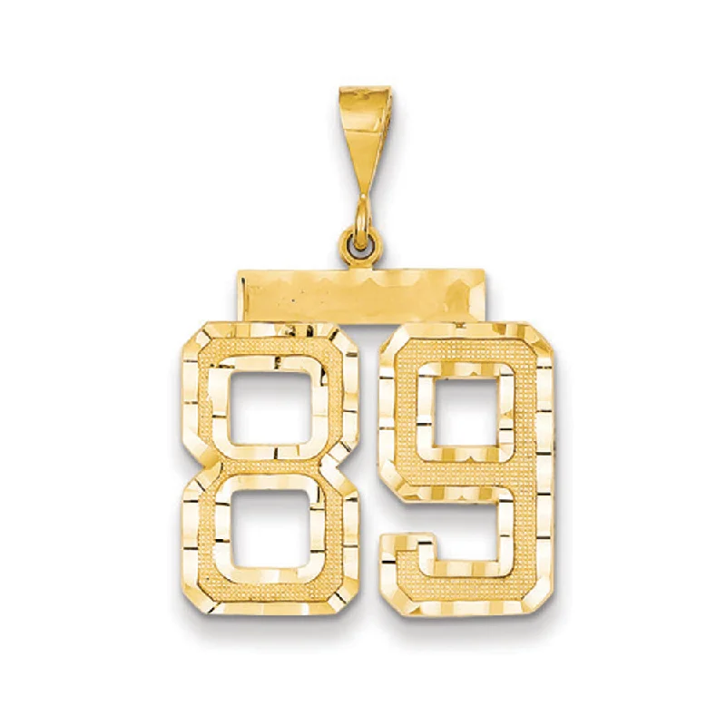 Luxury Handcrafted Jewelry For Elegant Looks 14k Yellow Gold, Varsity Collection, Large D/C Pendant Number 89 Luxury Handcrafted Jewelry For Elegant Looks 14k Yellow Gold, Varsity Collection, Large D/C Pendant Number 89