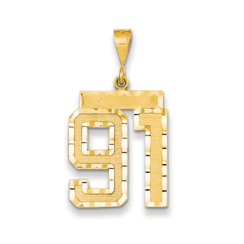 Eco-Friendly Sustainable Jewelry For Conscious Buyers 14k Yellow Gold, Varsity Collection, Large D/C Pendant Number 91 Eco-Friendly Sustainable Jewelry For Conscious Buyers 14k Yellow Gold, Varsity Collection, Large D/C Pendant Number 91