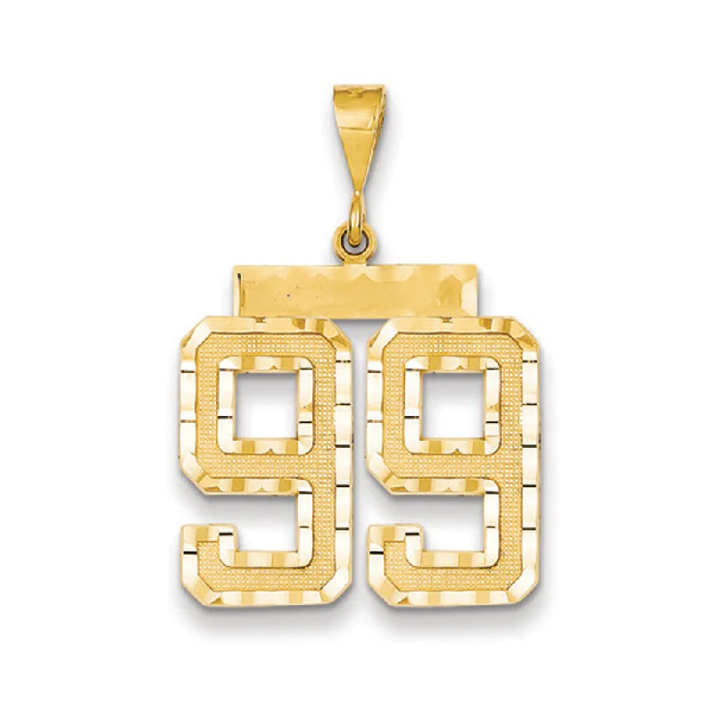 Special Deals On Handcrafted And Designer Jewelry 14k Yellow Gold, Varsity Collection, Large D/C Pendant Number 99 Special Deals On Handcrafted And Designer Jewelry 14k Yellow Gold, Varsity Collection, Large D/C Pendant Number 99