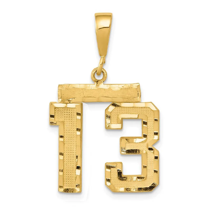Discounted Jewelry For A Glamorous Look 14K Yellow Gold, Varsity Collection, Medium D/C Pendant Number 13 Discounted Jewelry For A Glamorous Look 14K Yellow Gold, Varsity Collection, Medium D/C Pendant Number 13