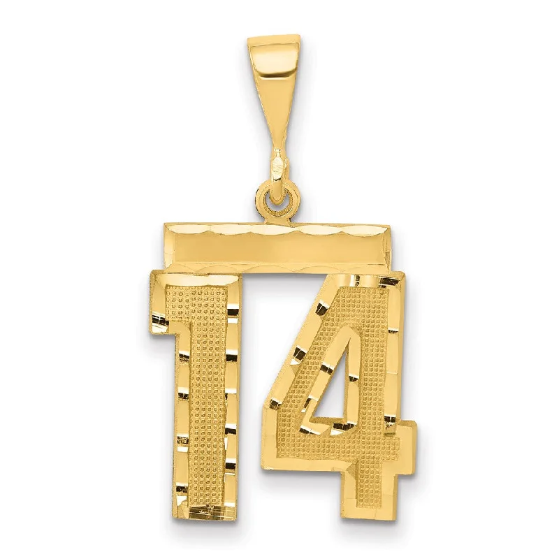 Luxury Jewelry At Unbeatable Discounts 14K Yellow Gold, Varsity Collection, Medium D/C Pendant Number 14 Luxury Jewelry At Unbeatable Discounts 14K Yellow Gold, Varsity Collection, Medium D/C Pendant Number 14