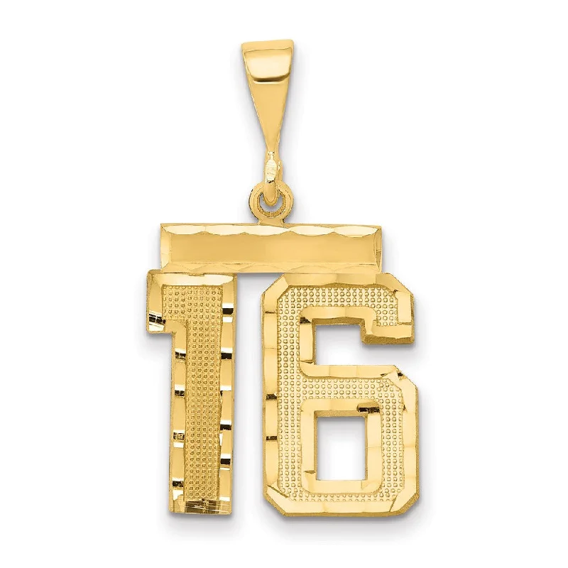 Bestselling Jewelry At Special Promotional Rates 14K Yellow Gold, Varsity Collection, Medium D/C Pendant Number 16 Bestselling Jewelry At Special Promotional Rates 14K Yellow Gold, Varsity Collection, Medium D/C Pendant Number 16