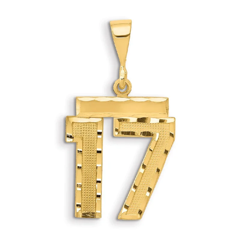 Discounted Jewelry For A Glamorous Look 14K Yellow Gold, Varsity Collection, Medium D/C Pendant Number 17 Discounted Jewelry For A Glamorous Look 14K Yellow Gold, Varsity Collection, Medium D/C Pendant Number 17