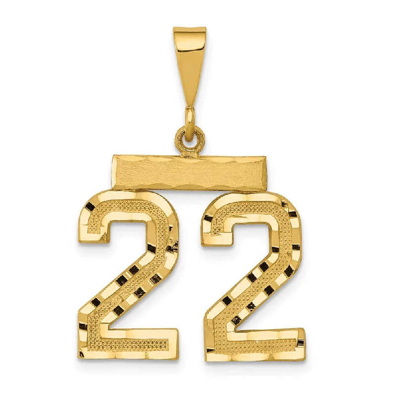 Breathtaking Jewelry, Breathtaking Prices 14K Yellow Gold, Varsity Collection, Medium D/C Pendant Number 22 Breathtaking Jewelry, Breathtaking Prices 14K Yellow Gold, Varsity Collection, Medium D/C Pendant Number 22