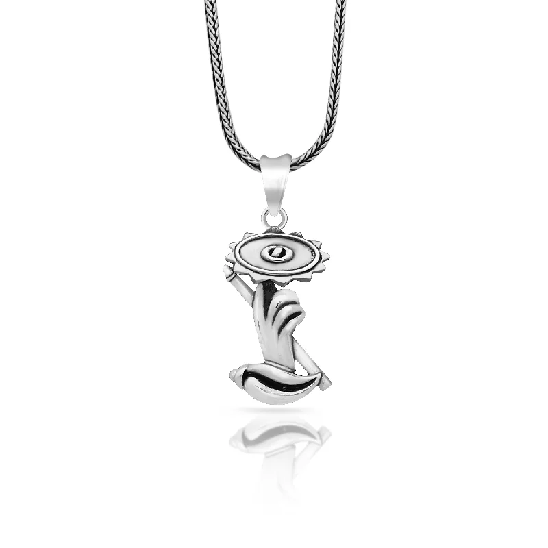Unique Jewelry For Less – Shop The Sale Now 925 sterling silver divine Lord Krishna Sudarshan Chakra flute and Shankh combo pendant, silver unique god pendant necklace jewelry nsp649 Unique Jewelry For Less – Shop The Sale Now 925 sterling silver divine Lord Krishna Sudarshan Chakra flute and Shankh combo pendant, silver unique god pendant necklace jewelry nsp649