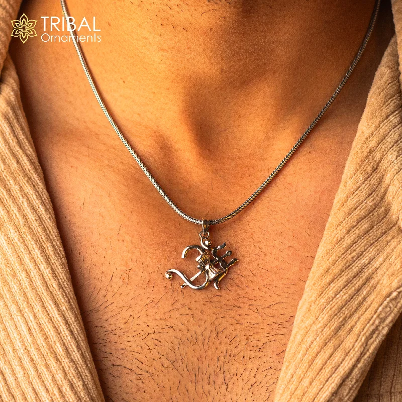 Celebrate Every Occasion With Sparkling Savings 925 sterling silver vintage antique style Aum / OMwith trident shiva Pendant, amazing design stunning pendant unisex gifting jewelry ssp964 Celebrate Every Occasion With Sparkling Savings 925 sterling silver vintage antique style Aum / OMwith trident shiva Pendant, amazing design stunning pendant unisex gifting jewelry ssp964
