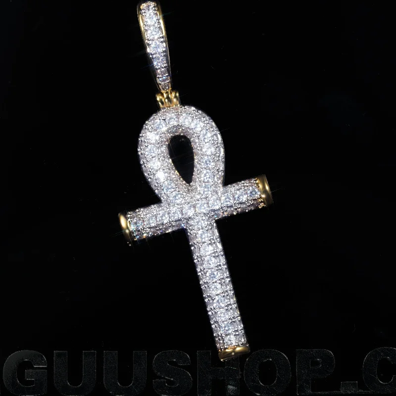 Grab Stylish Jewelry Before The Sale Ends Iced 18K Yellow Gold-Plated Iced AAA CZ 18mm Ankh Gold-Plated And Silver Pendant & Cuban Link Chain Grab Stylish Jewelry Before The Sale Ends Iced 18K Yellow Gold-Plated Iced AAA CZ 18mm Ankh Gold-Plated And Silver Pendant & Cuban Link Chain