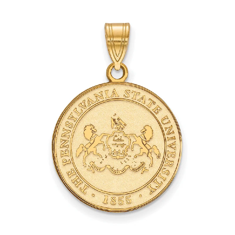 Affordable Gold-Plated Jewelry For Modern Fashion 14k Gold Plated Silver Penn State Large Crest Pendant Affordable Gold-Plated Jewelry For Modern Fashion 14k Gold Plated Silver Penn State Large Crest Pendant