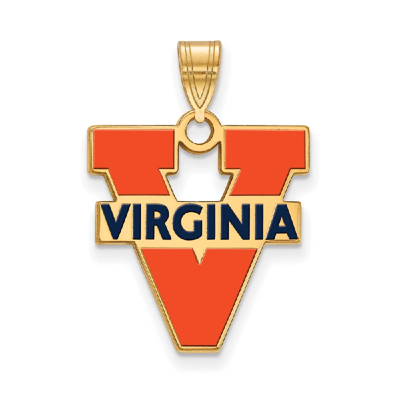 Get Your Favorite Jewelry At The Best Price 14k Gold Plated Silver U. of Virginia Large 'V' Logo Enamel Pendant Get Your Favorite Jewelry At The Best Price 14k Gold Plated Silver U. of Virginia Large 'V' Logo Enamel Pendant