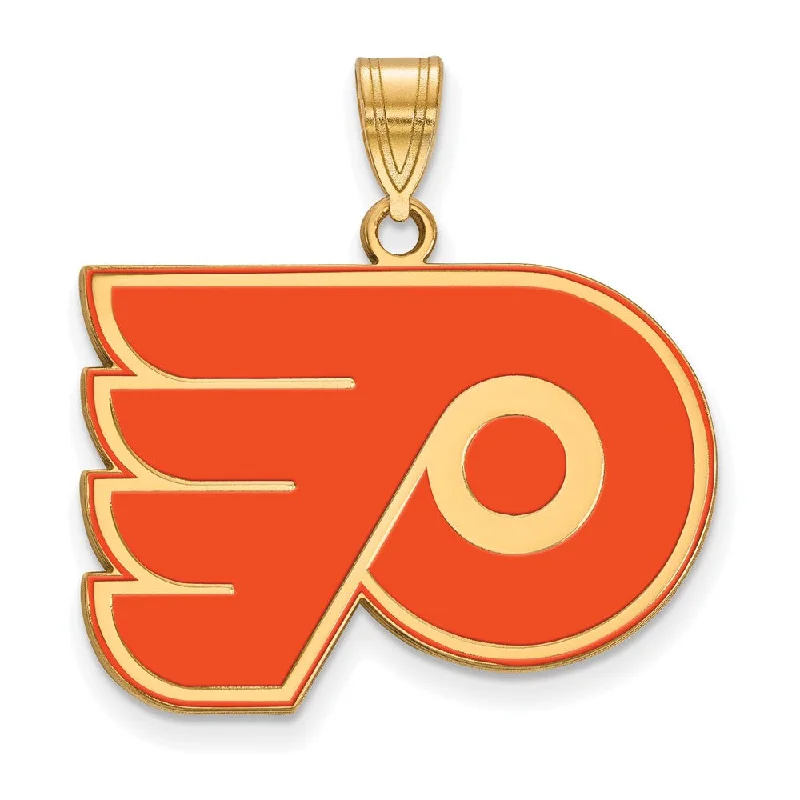Luxury Jewelry Without The Luxury Price Tag SS 14k Yellow Gold Plated NHL Philadelphia Flyers LG Enamel Pendant Luxury Jewelry Without The Luxury Price Tag SS 14k Yellow Gold Plated NHL Philadelphia Flyers LG Enamel Pendant