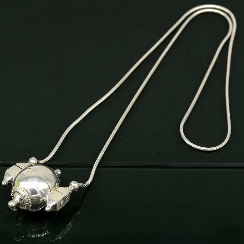 Discounted Jewelry For A Glamorous Look Sterling silver handmade solid silver chain and Shiva lingam box, box pendant necklace set, container pendant tribal jewelry india set121 Discounted Jewelry For A Glamorous Look Sterling silver handmade solid silver chain and Shiva lingam box, box pendant necklace set, container pendant tribal jewelry india set121
