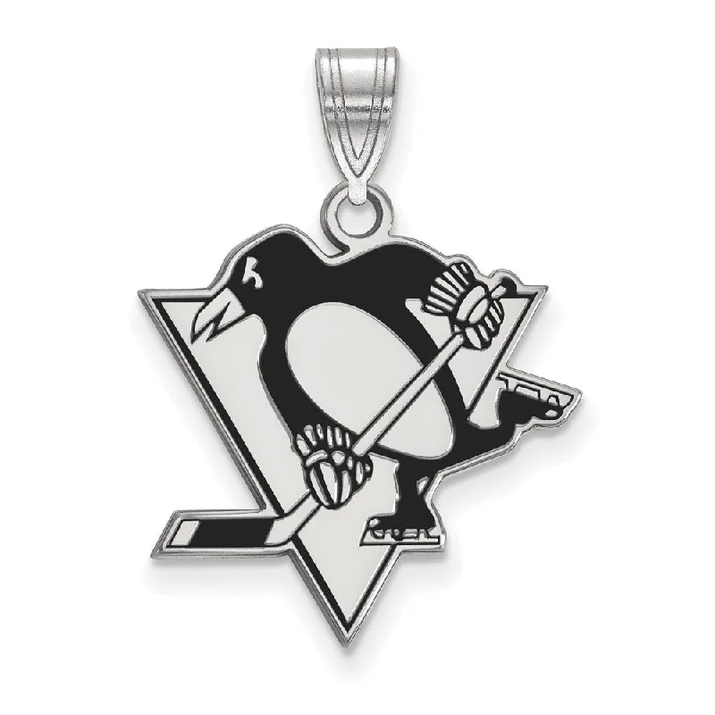 Modern Statement Jewelry For Bold Styling Sterling Silver NHL Pittsburgh Penguins LG Enamel Pendant Modern Statement Jewelry For Bold Styling Sterling Silver NHL Pittsburgh Penguins LG Enamel Pendant