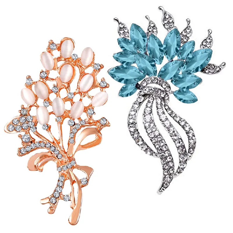 Breathtaking Jewelry At Limited-Time Savings Mahi Combo of Aqua Blue and white Crystals with Rose Gold & Rhodium Plating Wedding Brooch for Women (CO1105630M) Breathtaking Jewelry At Limited-Time Savings Mahi Combo of Aqua Blue and white Crystals with Rose Gold & Rhodium Plating Wedding Brooch for Women (CO1105630M)