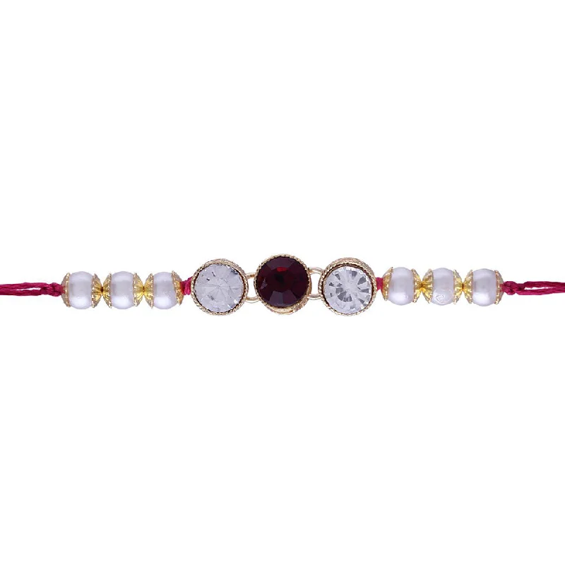 Upgrade Your Jewelry Collection For Less Etnico Ethnic Designer Pearl Beads Studded Rakhi Bracelet with Roli Chawal for Brother/Men (R084W) Upgrade Your Jewelry Collection For Less Etnico Ethnic Designer Pearl Beads Studded Rakhi Bracelet with Roli Chawal for Brother/Men (R084W)