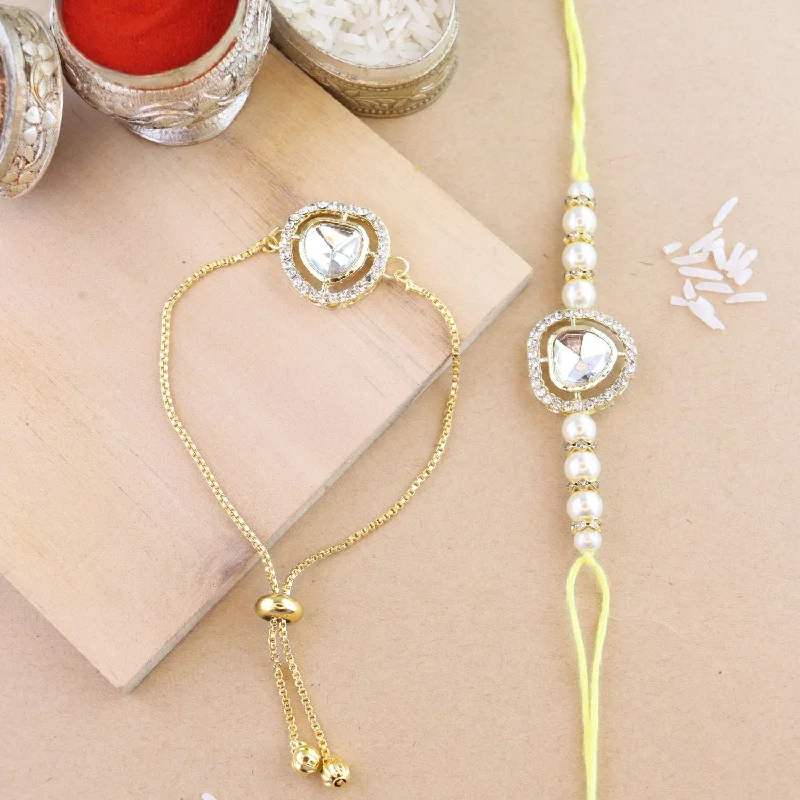 Big Discounts On Elegant Jewelry Collections Etnico I Jewels Designer Kundan & Pearl Bhaiya Bhabhi Lumba Rakhi Set with Adjustable Pull Chain with Roli Chawal and Rakshabandhan Card (R123W-CO) Big Discounts On Elegant Jewelry Collections Etnico I Jewels Designer Kundan & Pearl Bhaiya Bhabhi Lumba Rakhi Set with Adjustable Pull Chain with Roli Chawal and Rakshabandhan Card (R123W-CO)