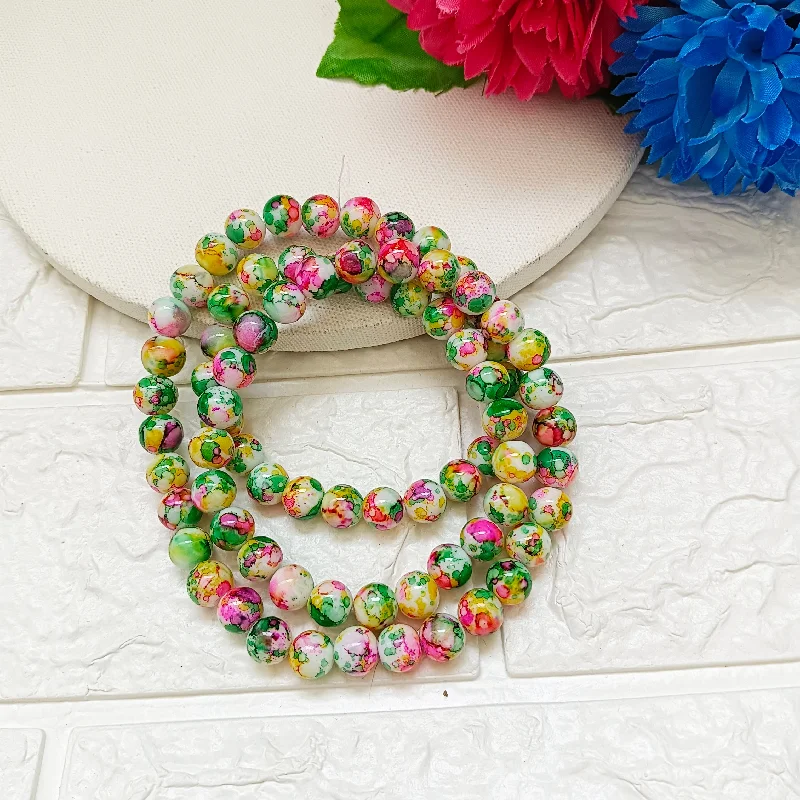 Celebrate Every Occasion With Sparkling Savings Kriaa Colored Printed Round Beads 1 String For Jewellery Making (Approx 77 Beads) Celebrate Every Occasion With Sparkling Savings Kriaa Colored Printed Round Beads 1 String For Jewellery Making (Approx 77 Beads)