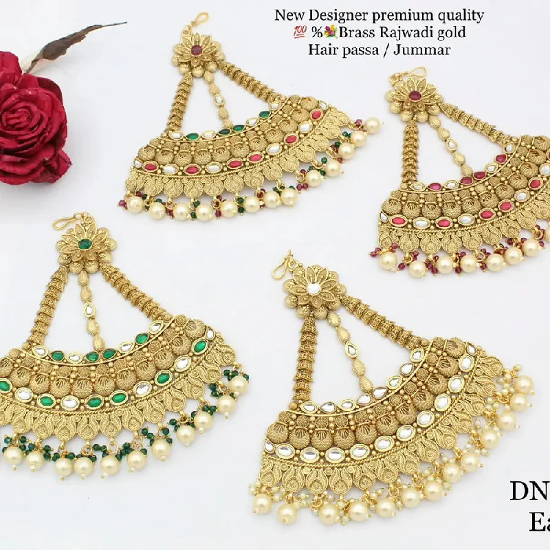 Jewelry Flash Sale – Stylish Designs At Unbeatable Rates Manisha Jewellery Gold Plated Pota Stone Hair Passa/ Jhoomar Maangtikka Jewelry Flash Sale – Stylish Designs At Unbeatable Rates Manisha Jewellery Gold Plated Pota Stone Hair Passa/ Jhoomar Maangtikka