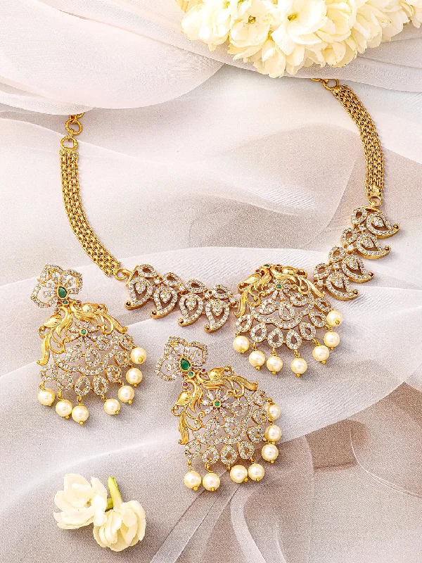 Trending Jewelry Now At Unbeatable Prices Rubans 22K Gold-Plated Emerald Green & Cubic Zirconia Traditional Jewellery Set with Pearl Beads Trending Jewelry Now At Unbeatable Prices Rubans 22K Gold-Plated Emerald Green & Cubic Zirconia Traditional Jewellery Set with Pearl Beads