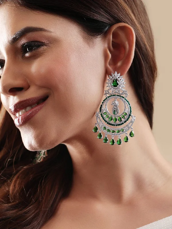 Handcrafted Jewelry Sale – Unique Designs At Low Prices Rubans Exquisite Elegance Rhodium Plated Zirconia and Emerald studded Chandbali Earrings Handcrafted Jewelry Sale – Unique Designs At Low Prices Rubans Exquisite Elegance Rhodium Plated Zirconia and Emerald studded Chandbali Earrings