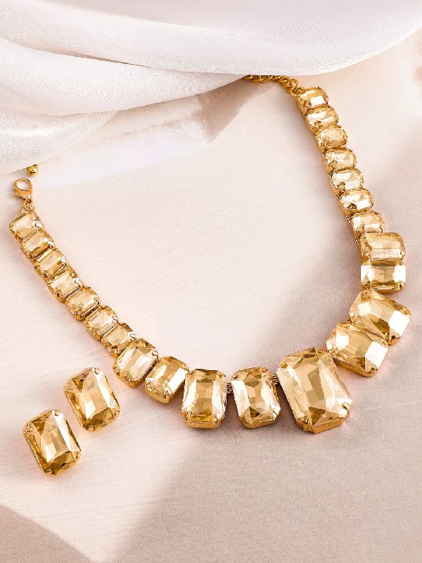 Get Ready To Sparkle – Special Jewelry Discounts Rubans Gold-Plated CZ Stone Studded Jewellery Set