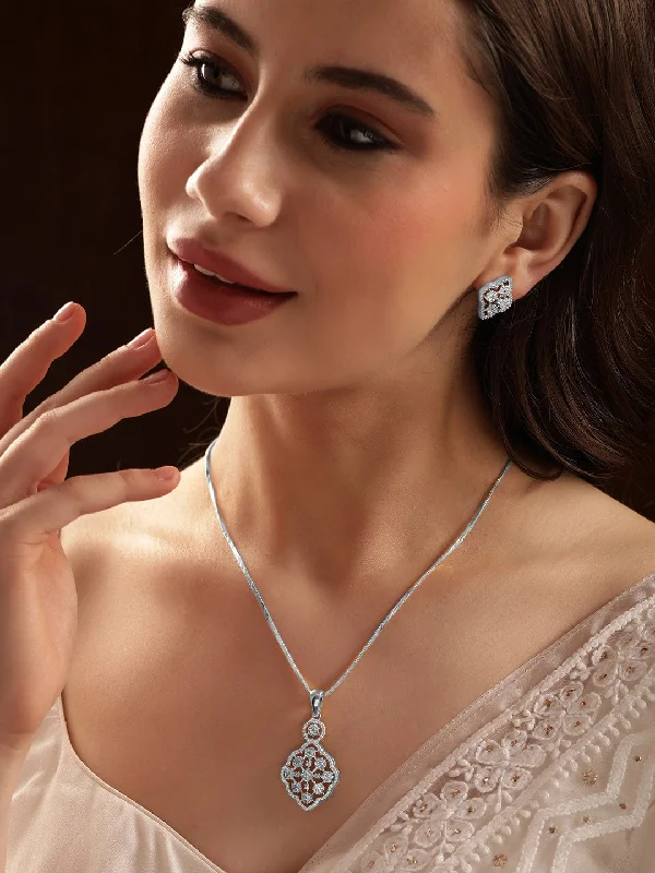 Don't Miss These Dazzling Jewelry Discounts Rubans Rhodium-Plated CZ -Studded Jewellery Set Don't Miss These Dazzling Jewelry Discounts Rubans Rhodium-Plated CZ -Studded Jewellery Set