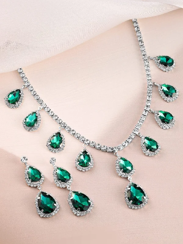 Affordable Elegance – Special Jewelry Sale Now Live Rubans Rhodium-Plated CZ-Studded Jewellery Set Affordable Elegance – Special Jewelry Sale Now Live Rubans Rhodium-Plated CZ-Studded Jewellery Set