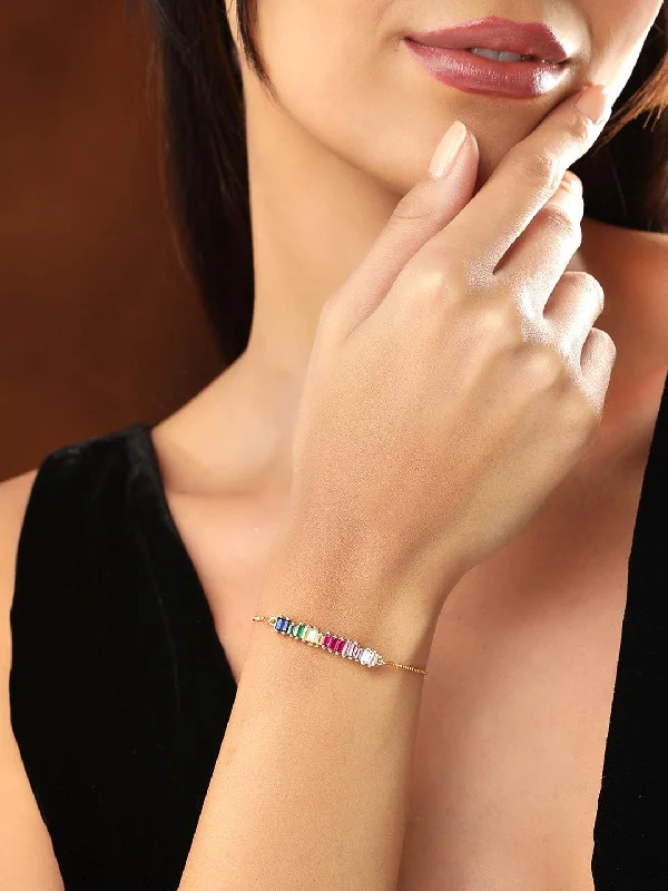 Personalized Jewelry Sale – Meaningful Gifts At Great Prices Rubans Voguish 18K Gold Plated Stainless Steel Waterproof Bracelet With Multicoloured Baguette Zircons. Personalized Jewelry Sale – Meaningful Gifts At Great Prices Rubans Voguish 18K Gold Plated Stainless Steel Waterproof Bracelet With Multicoloured Baguette Zircons.