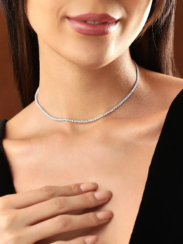 Modern Jewelry At Exclusive Discounts – Shop Today Rubans Voguish Rhodium Finish Stainless Steel Waterproof With Zircons Studded Tennis Chain. Modern Jewelry At Exclusive Discounts – Shop Today Rubans Voguish Rhodium Finish Stainless Steel Waterproof With Zircons Studded Tennis Chain.