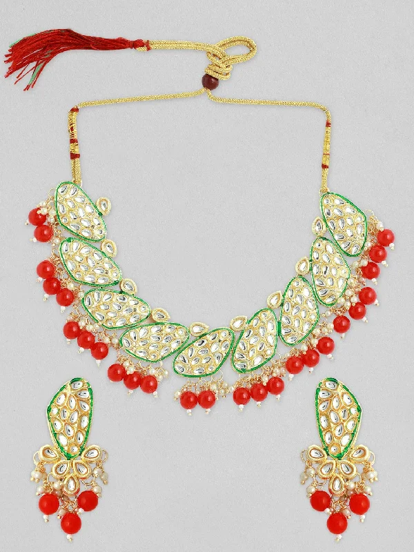Affordable Glamour – Premium Jewelry At Special Prices Rubans Women Maroon & Gold-Toned & Plated Kundan Necklace Set Affordable Glamour – Premium Jewelry At Special Prices Rubans Women Maroon & Gold-Toned & Plated Kundan Necklace Set