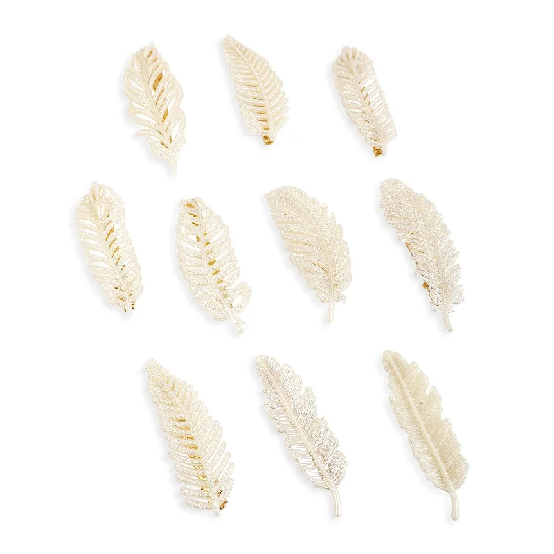 Elegant Jewelry, Exclusive Prices – Shop Now Set of 10, White beaded textured Trendy Hair clips Elegant Jewelry, Exclusive Prices – Shop Now Set of 10, White beaded textured Trendy Hair clips