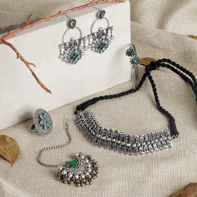 Personalized Engraved Jewelry For Meaningful Gifts Teejh Gandhara Oxidised Silver Jewellery Gift Set Personalized Engraved Jewelry For Meaningful Gifts Teejh Gandhara Oxidised Silver Jewellery Gift Set