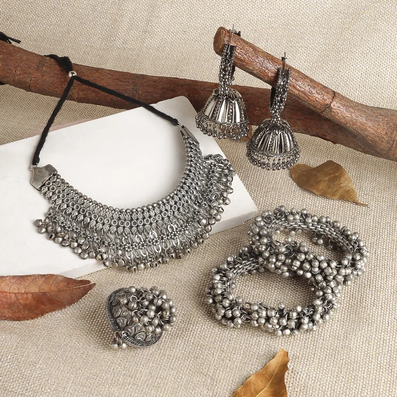 Trending Jewelry Now Available At Exclusive Prices Teejh Kumbakonam Oxidised Silver Jewellery Gift Set Trending Jewelry Now Available At Exclusive Prices Teejh Kumbakonam Oxidised Silver Jewellery Gift Set